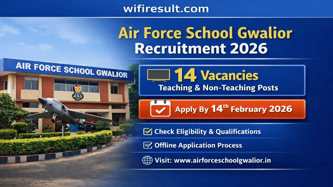 Air Force School Gwalior Recruitment 2026 Banner - 14 Posts Apply Offline