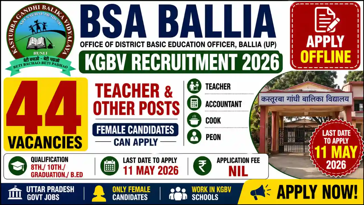 BSA Ballia KGBV Recruitment 2026 Official Notification for Teacher Vacancies