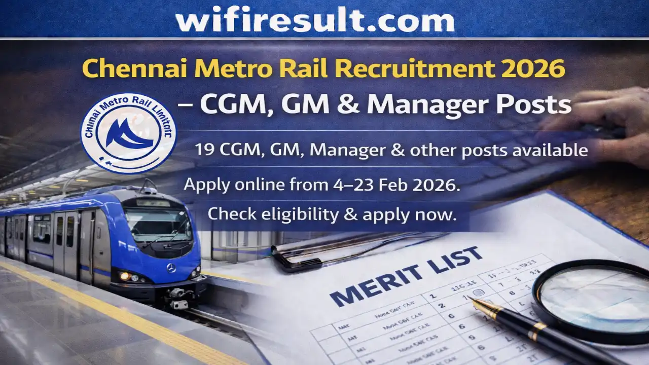 Chennai Metro Rail Recruitment 2026 CGM GM Manager Posts Banner
