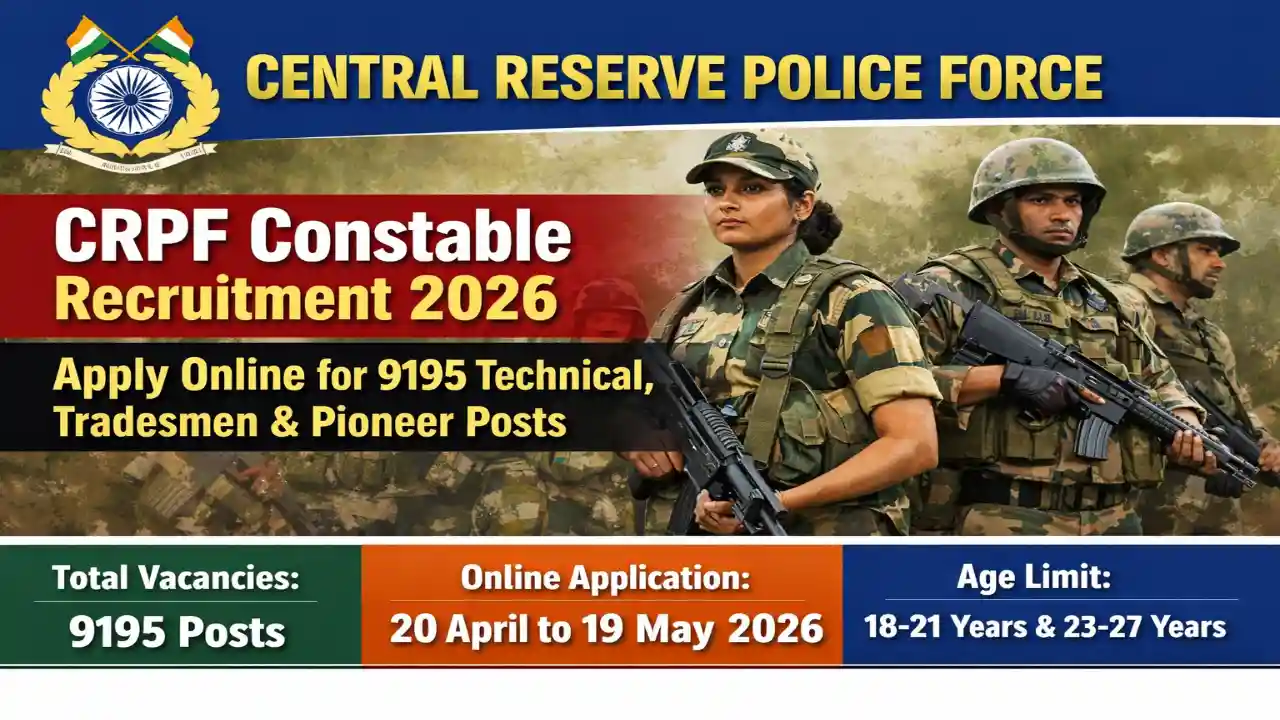 CRPF Constable Recruitment 2026 Notification for 9195 Vacancies