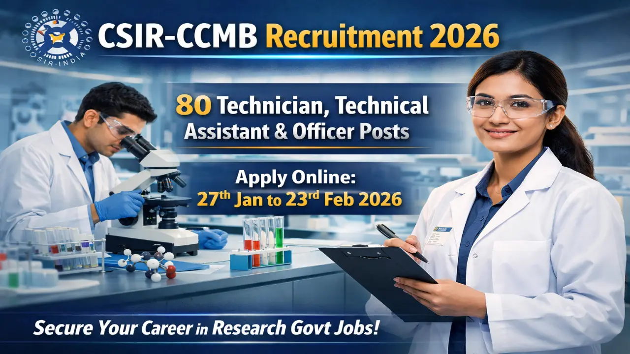 CSIR CCMB Recruitment 2026 Banner - Apply Online for Technician and Assistant Posts