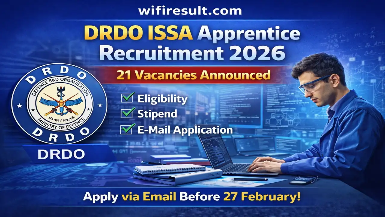 DRDO ISSA Apprentice Recruitment 2026 Banner with 21 Posts Details