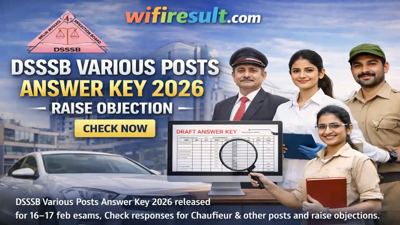 DSSSB Various Posts Answer Key 2026 Released