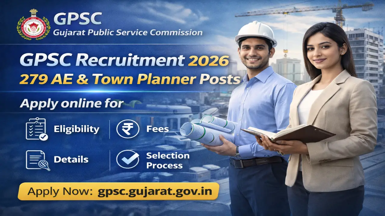 GPSC Recruitment 2026 Banner - 279 Vacancies for AE and Town Planner