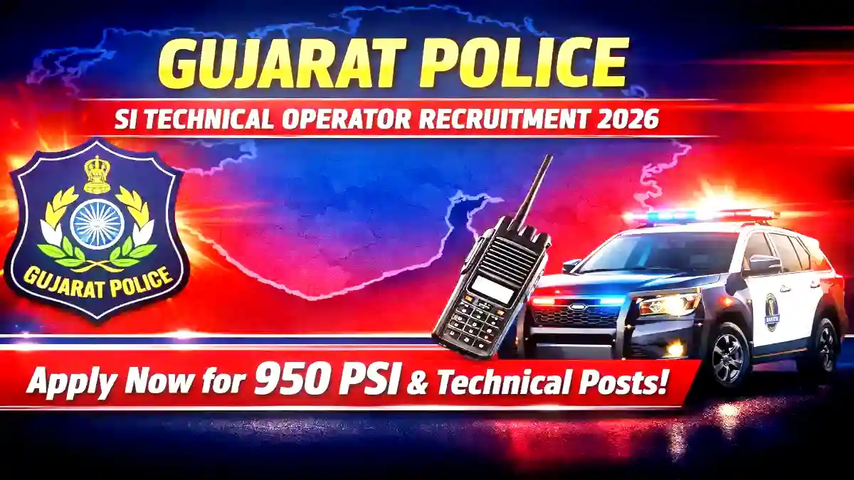 Gujarat Police SI Technical Operator Recruitment 2026 Banner - Apply Online for 950 Posts
