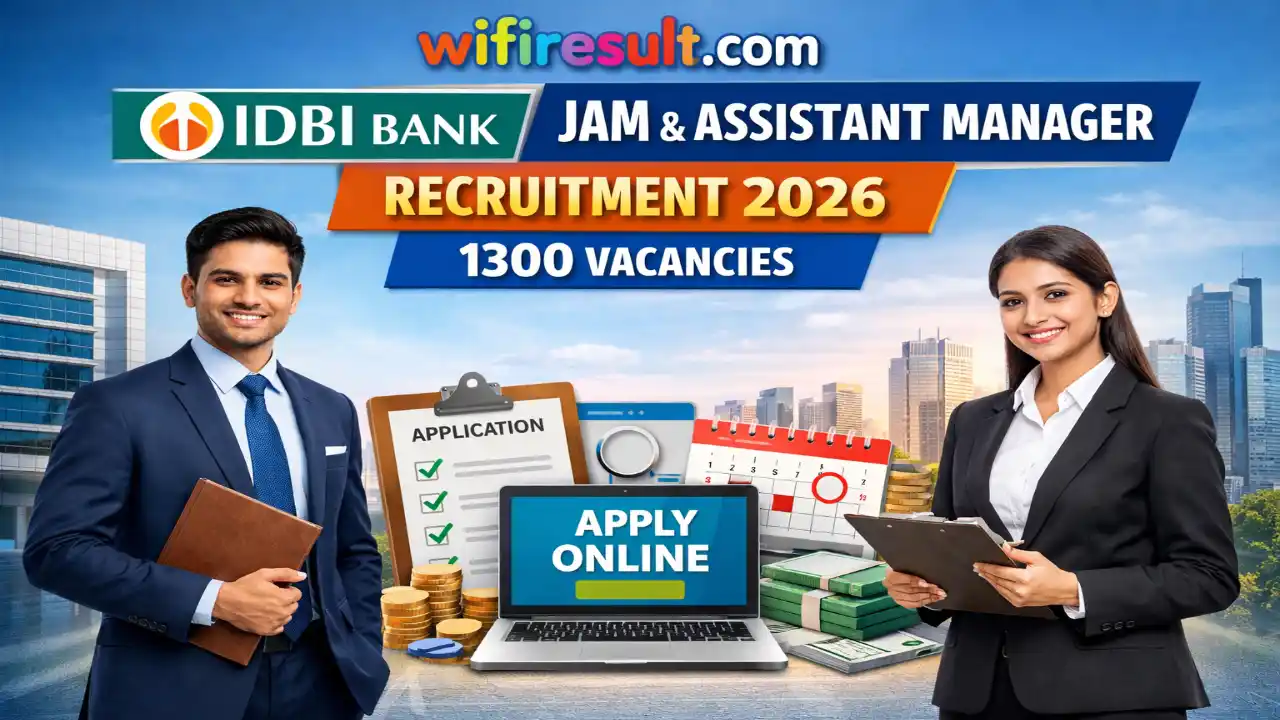IDBI Bank JAM and Assistant Manager recruitment 2026 banner with 1300 vacancies announcement