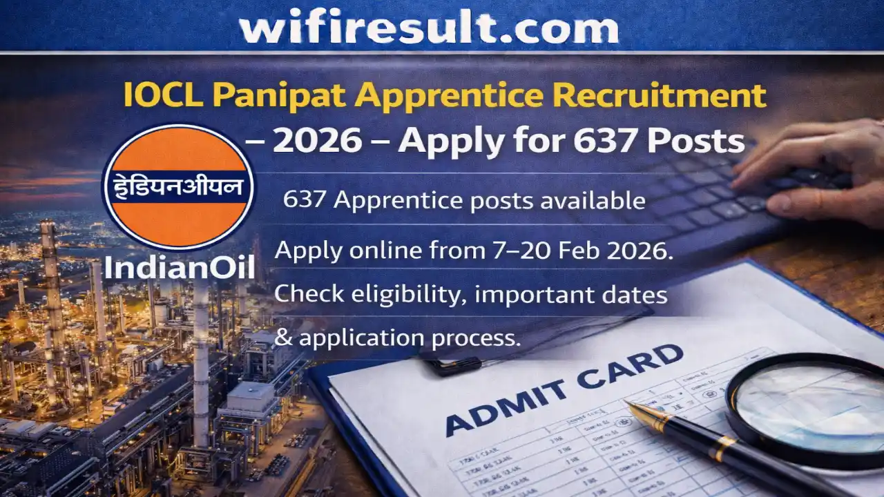 IOCL Panipat Refinery Apprentice Recruitment 2026 637 posts apply online
