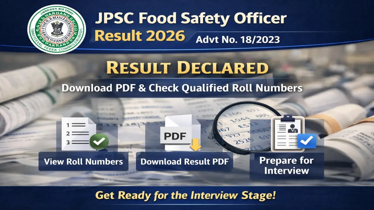 JPSC Food Safety Officer Result 2026 merit list download official announcement.