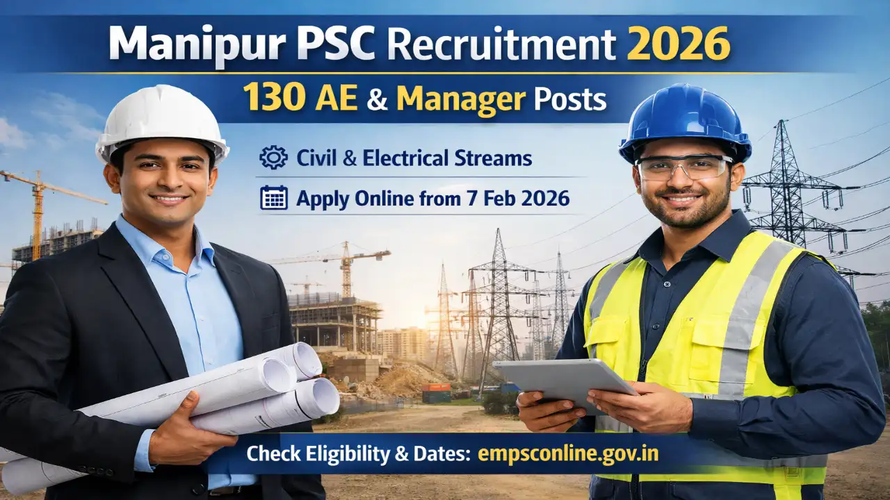 Manipur PSC 2026 Recruitment Banner for AE Manager Posts