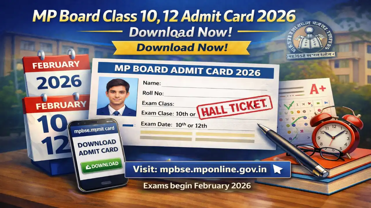 MP Board Class 10th 12th Admit Card 2026 download at mpbse.mponline.gov.in