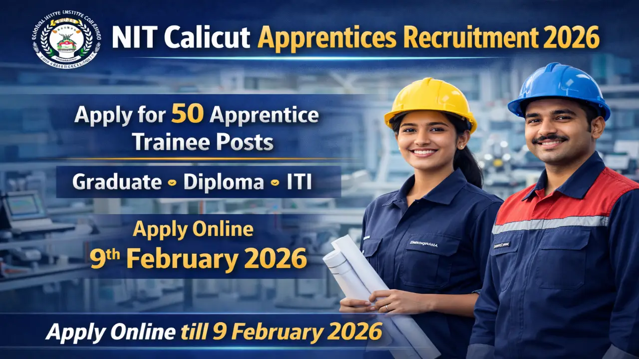 NIT Calicut Apprentices Recruitment 2026 Banner - Apply Online for 50 Posts