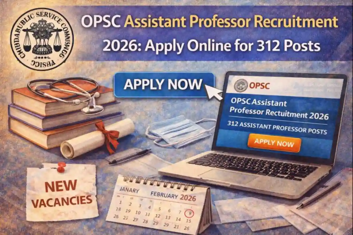 OPSC Assistant Professor Recruitment 2026 Notification Banner with 312 Vacancies
