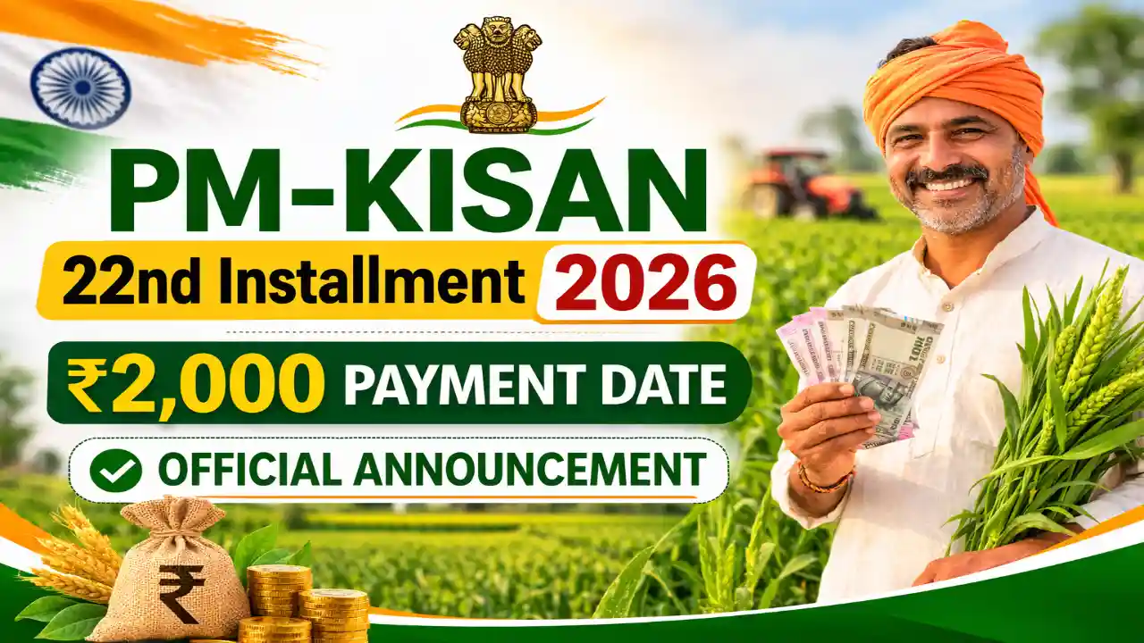PM Kisan 22nd Installment 2026 – ₹2000 Payment Date Official Announcement