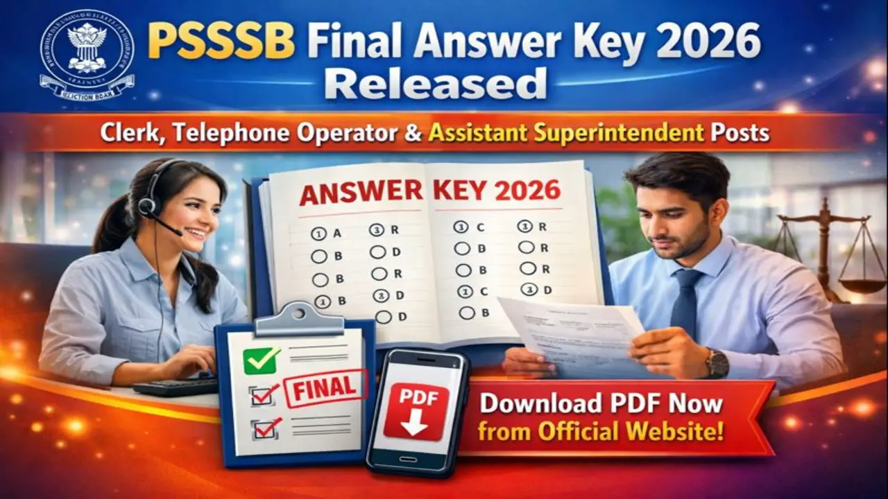 PSSSB Final Answer Key 2026 for Clerk Telephone Operator Assistant Superintendent