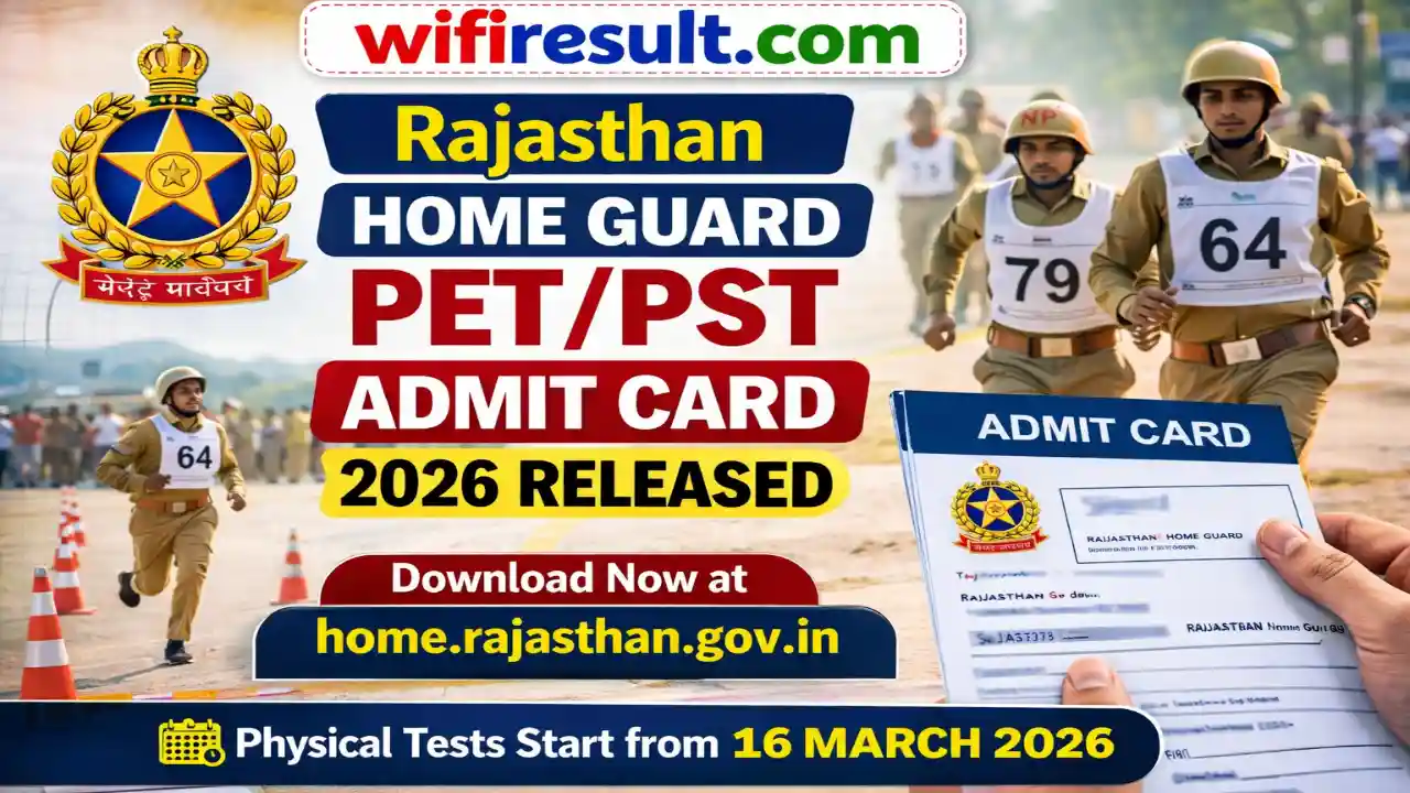 Rajasthan Home Guard PET/PST Physical Test Admit Card 2026 download banner from official portal