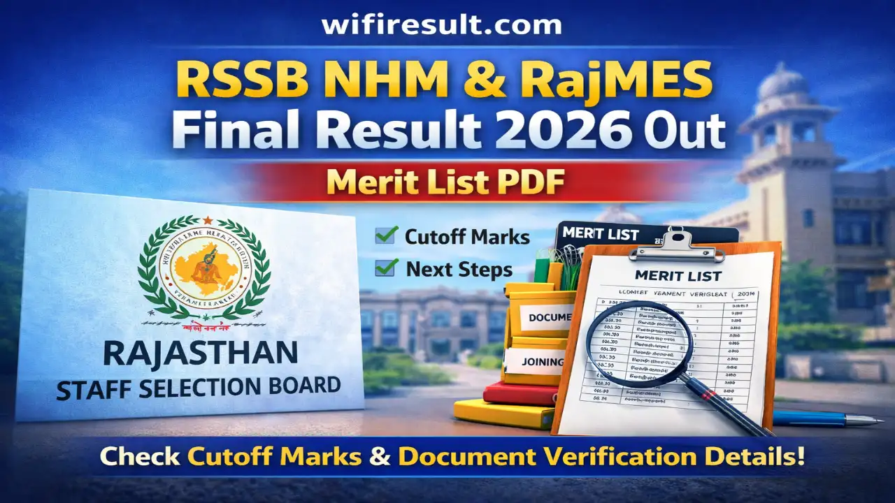 RSSB NHM and RajMES final result 2026 merit list announcement banner.