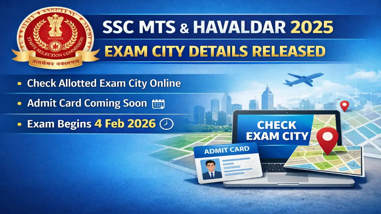 SSC MTS Havaldar 2025 exam city intimation and admit card details
