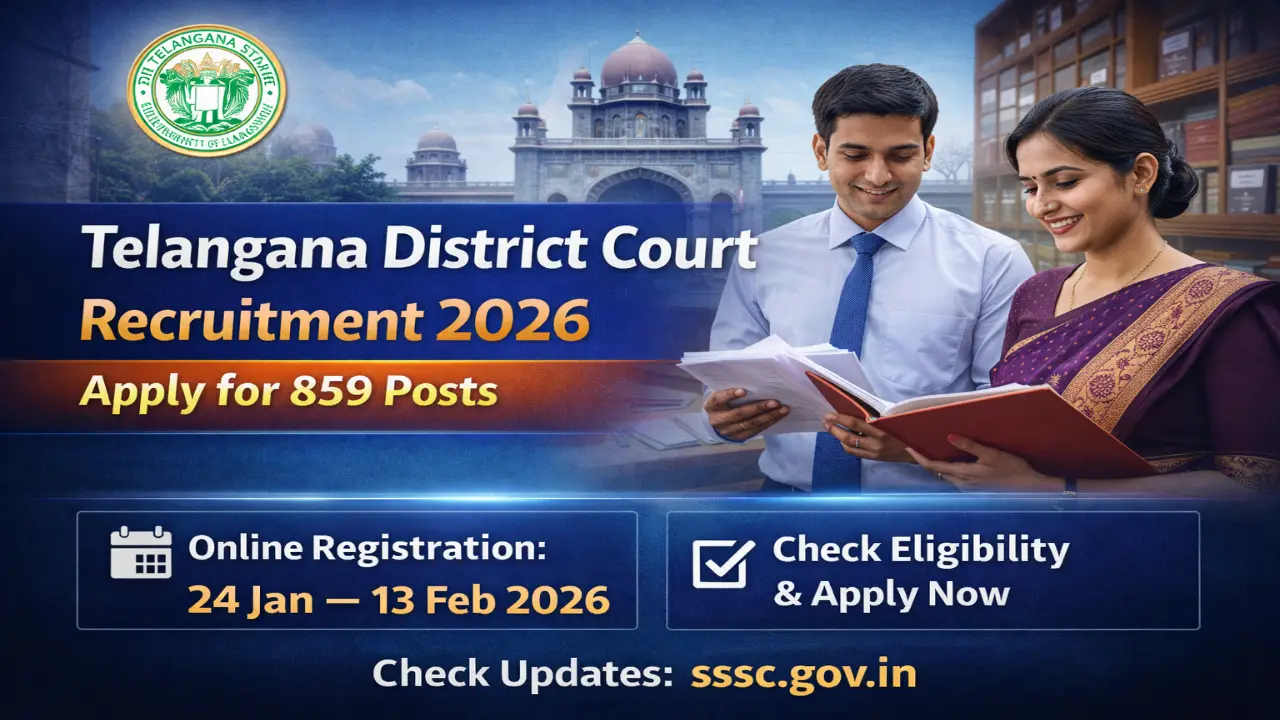 Telangana District Court Recruitment 2026 Banner 859 Posts