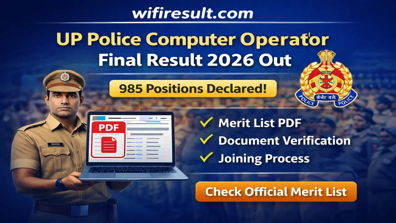UP Police Computer Operator Final Result 2026 merit list announcement