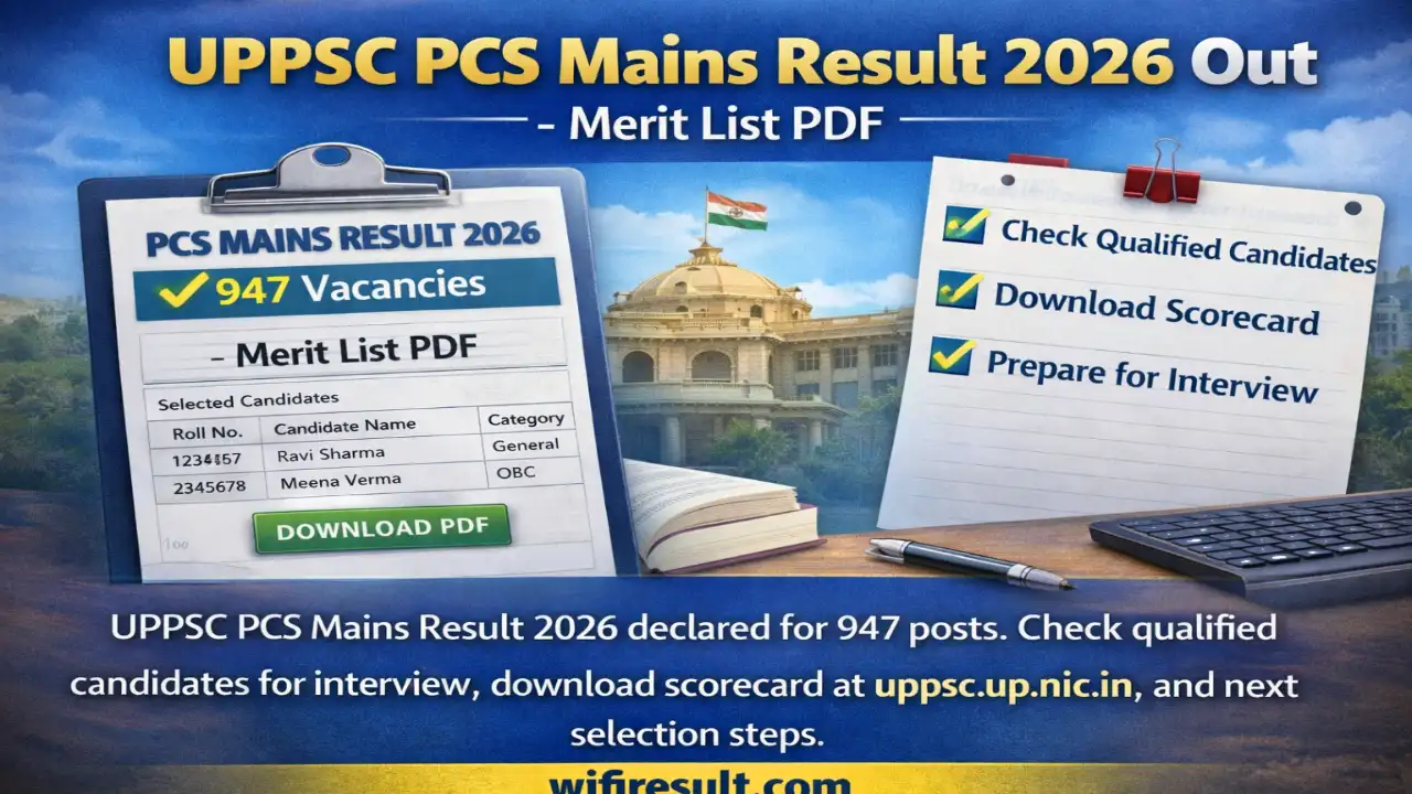 UPPSC PCS Mains Result 2026 merit list download scorecard official announcement.
