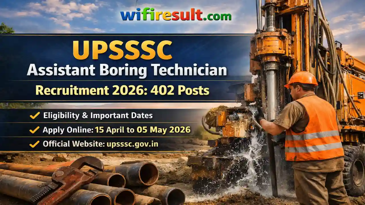 UPSSSC Assistant Boring Technician Recruitment 2026 notification banner with 402 vacancies details and official apply dates