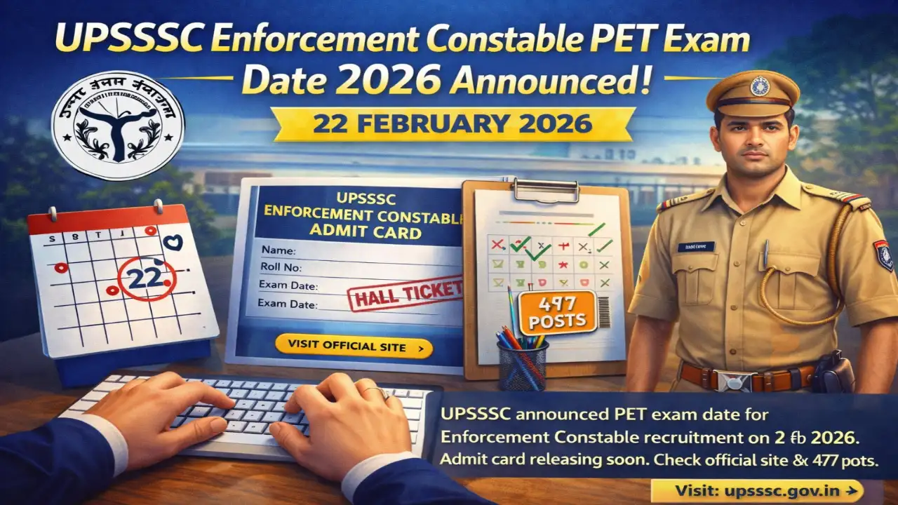 UPSSSC Enforcement Constable PET Exam Date 2026 Admit Card Update for 477 Posts