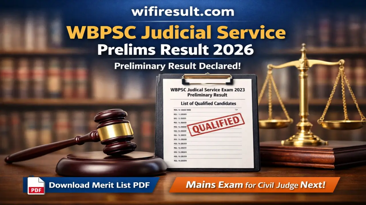 WBPSC Judicial Service Result 2026 merit list download at psc.wb.gov.in