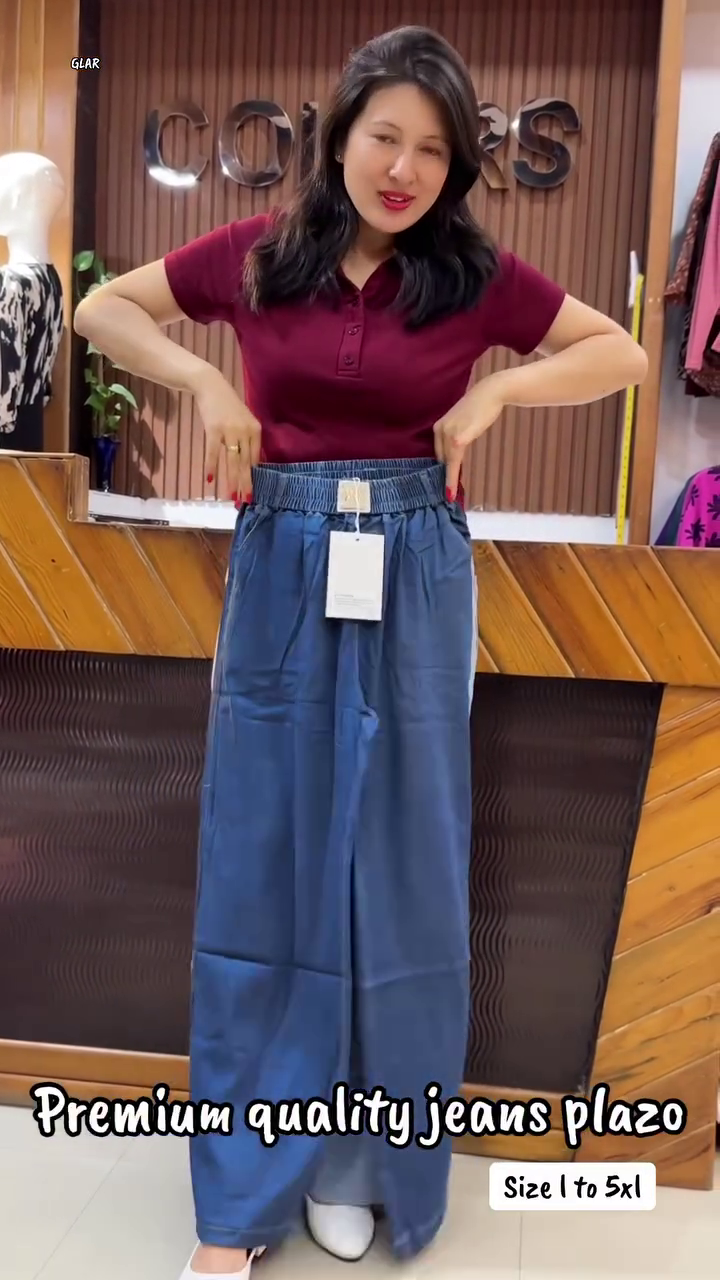 💙 Premium Wide-Leg Jeans Plazo for Women | Trendy High-Waist Denim Palazzo Pants 💙